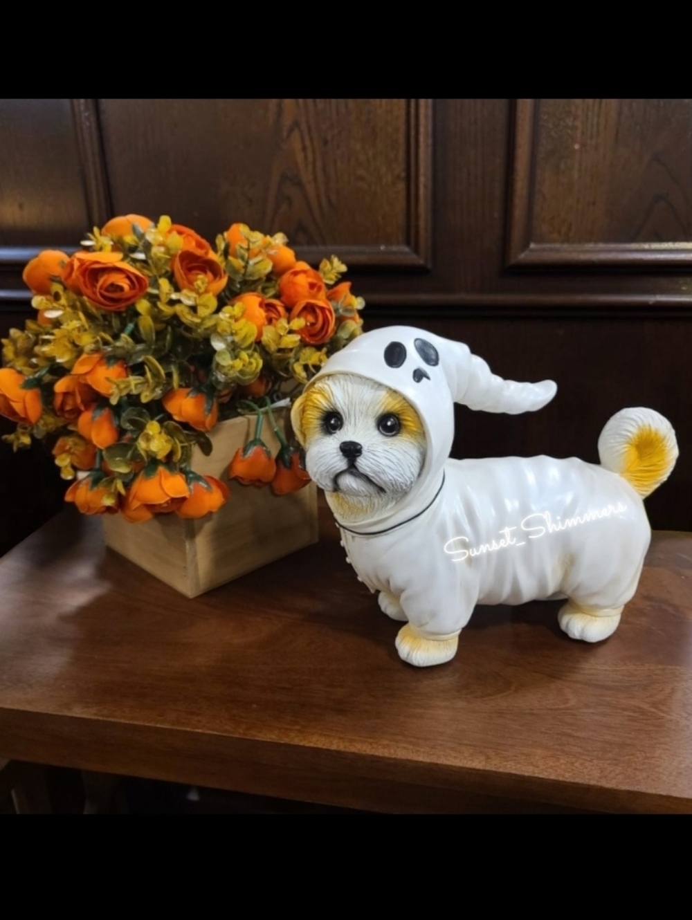 Shih Tzu Dog In Ghost Costume Viral Halloween Figure Statue Decor New - Picture 3 of 3